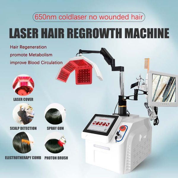 2023 Équipement portatif de croissance de repousse de cheveux de machine anti-perte de cheveux de laser a mené la détection de traitement de cuir chevelu de lasers de 650nm pour l'usage à la maison de salon de coiffure