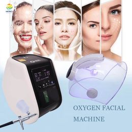 2023 Portable zuurstofspuit Gun Gun Machine O2Toderm Facial Hydrated Oxygen Therapy Masker Koepel met LED -licht Huid Verjonging