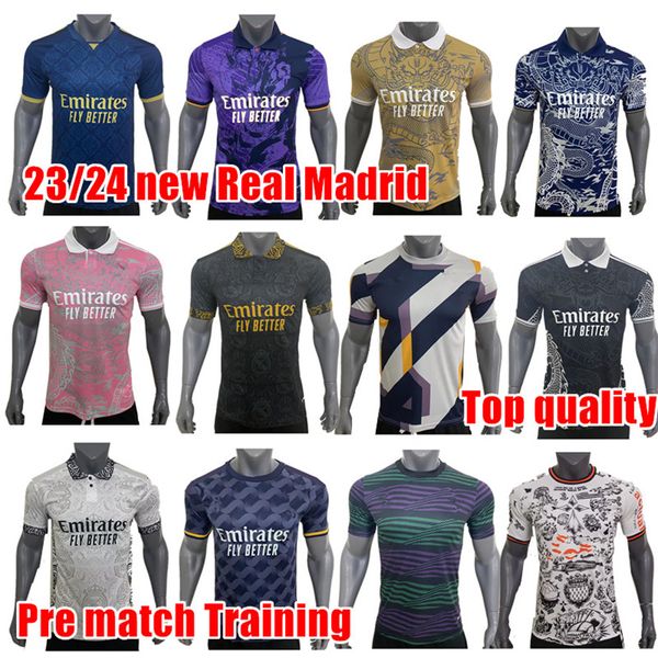 2023 traje de entrenamiento previo al partido Finales camiseta de fútbol camiseta de fútbol hombres Real Madrids manga corta CAMAVINGA Rudiger camiseta hombres top 2024 uniformes Vini Jr Tchouameni