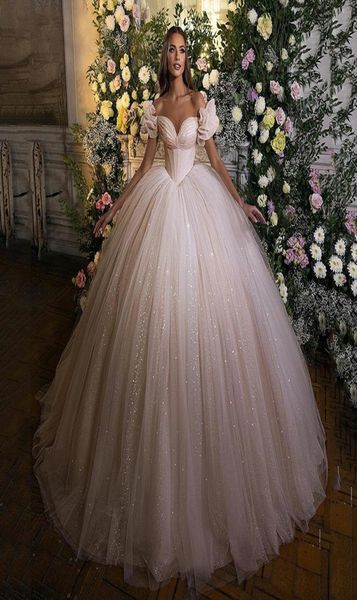 2023 Princesa vestido de novia Corset Sweetheart Neck Ball Balls Glitter Tulle Vestidos de novia Robe De Mariee Vestidos Noiva Mariage6943010