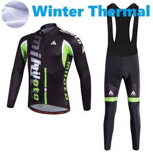 2024 Pro Mens Black Green Winter Cycling Jersey Ensemble de vélos de montagne à manches longues Vêtements de vélo de montagne respirant