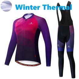 2024 PRO Women Dark Red Winter Cycling Jersey Set Long Sleeve Mountain Bike Cycling Clothing Ademend MTB Bicycle Kleding Drag Pak B17