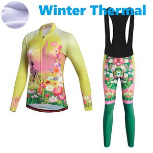 2023 Pro Women Flower Angel Winter Cycling Jersey Set à manches longues Vêtements de vélo de montagne Vêtements de vélo de VTT respirant