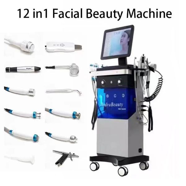 2023 profesional 12 en 1 hidrofaciales oxígeno hidra rf máquina para salón de belleza oxígeno burbuja limpieza facial instrumento de rejuvenecimiento de la piel