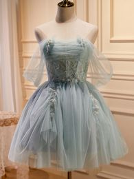 2023 robes de bal courte robe de bal robe de soirée couches tulle organza appliques avec perles paillettes