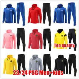 2023 PSGS MBAPPE Tracksuit voetbal Jersey Men Kids Jacket 23 24 Nieuwe PSGS Verratti Kimpembe Draxler Football Paris Hoodie Chandal Futbol Training Sweatshirt Tops