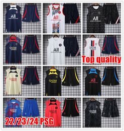 2023 PSGS Tracksuit Soccer Jerseys Vest Men Training Costume Shorts 23 24 New Paris Sportswear Football Jersey Kit uniforme Chandal Sweatirt Sweater Top Top