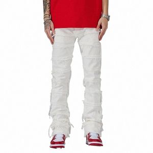 2023 Punk empilé blanc droit Y2K Grunge Jeans pantalons hommes nouveau Fi Hip Hop Kpop femmes Cott vieux Lg pantalon Ropa Hombre i22G #