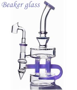 2023 violet importation bécher narguilés Dab Rig recycler les bangs en verre avec des conduites d'eau de fumée robustes plates-formes pétrolières joint en verre 14.4mm