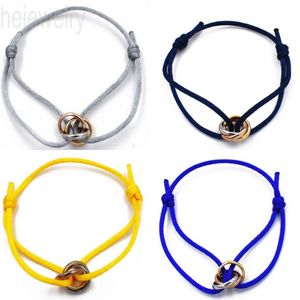 2023 violet trinité bracelets bracelet corde rouge pour les femmes sortir chaîne plaqué argent coloré bleu trois anneaux romantique chanceux anniversaire bracelets bijoux F23