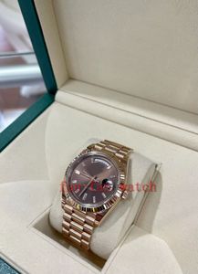 2023 QC montre mouvement automatique Day-Date 40mm 18K Everose Gold 228235 Chocolate Baguette BOX/PAPERS MINT