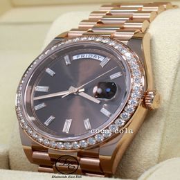 2023 Control de calidad Reloj de pulsera de lujo Banquete de gama alta Calidad superior 18K Oro rosa Baguettes de chocolate Dial CAJA PAPELES Movimiento de zafiro M2842