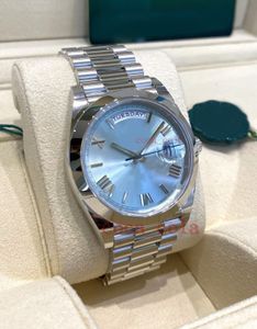 2023 QC check Relógio de pulso de luxo Platinum Ice Blue Watch 40mm Relógio automático masculino Pulseira mecânica automática Relógios masculinos Relógios de pulso à prova d'água