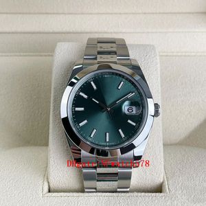2023 QC Check Luxurys Reloj de pulsera Platinum Mint Green Watch 41mm Reloj automático para hombres Pulsera mecánica automática Relojes para hombres Relojes de pulsera impermeables 126300