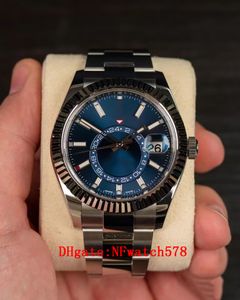 2023 QC check Hombres Reloj de pulsera de lujo 42MM Índice azul Dial Jubileo Pulsera Mecánica automática Pilot9001 Relojes Relojes de pulsera impermeables 326238 Caja original