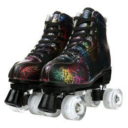 2023 Quad Roller Skates Vrouwen Volwassen Beginner Outdoor Schuifkwaliteit Microvezel PU Leer ABEC-5 PU 4 Wheels Skating Flashing