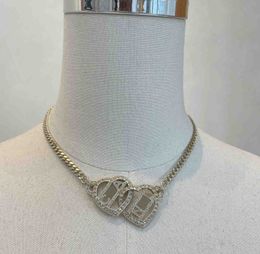 Collier pendentif à breloque de qualité 2023, avec forme de cœur et broche en diamant, Double conception en plaque d'or avec tampon de boîte PS7531B