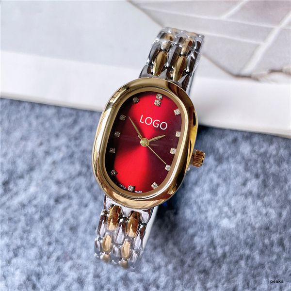 2023 Quarts Watch Langpai Oval Correa de acero inoxidable Mujer Business Gentleman Cuarzo Reloj de tres pines