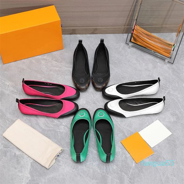 2023-Véritable cuir Patchwork femmes mocassins plats de haute qualité chaussures nouvelles ballerines chaussures habillées pour femmes marque de créateur Mary Jane chaussures