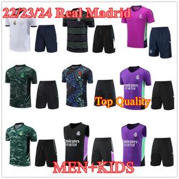 2023 Real MadridS mannen Trainingspakken korte mouw vest pak 23/24 Nieuwe stijl Madrids BENZEMA voetbal trainingspak chandal futbol surveyement Sweatshirt Top kwaliteit