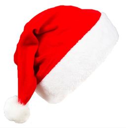 2023 Rouge Père Noël Chapeau Non-tissé tissus Pleuche Ultra Doux En Peluche Cosplay Chapeaux Décoration De Noël Adultes Chapeaux De Fête De Noël