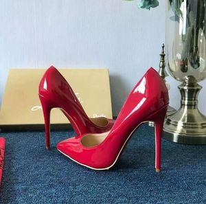 2023 rode zolen mode hoge hakken voor dames feest bruiloft triple zwart nude geel roze glitter spikes puntige tenen pompen rode onderkant jurk schoenen