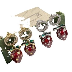 Boucles d'oreilles à breloques à la mode, fraise rouge, bijoux de mariage, cadeau de haute qualité avec boîte, 2023