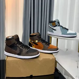 2023 Chaussures de basket-ball rétro 1S High OG Lucky Green Lost and Found Starfish True Blue Travis Black Phantom UNC Bred Scotts Dhgate Baskets pour hommes Baskets 01