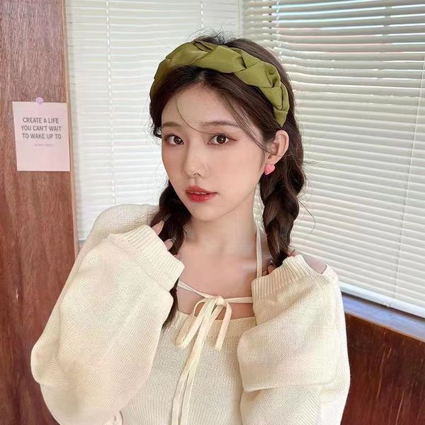 Vintage Fried Dough Twists Hair Band Hair Hoop 2023 Online Celebrity New High Head Top Hair Clip Headwear Women's Korean Advanced Pressure Hair Band