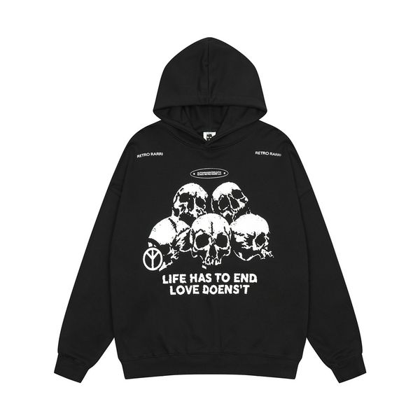 Sweat à capuche en coton pour hommes, Streetwear rétro Harajuku, sweat-shirt avec image de crâne, pull Hip Hop Punk, vêtements unisexes, 2023