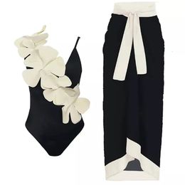 2023 traje de baño Retro falda hombro tiras estampado Floral traje de baño mujeres adelgazamiento traje de baño ropa de playa 240113