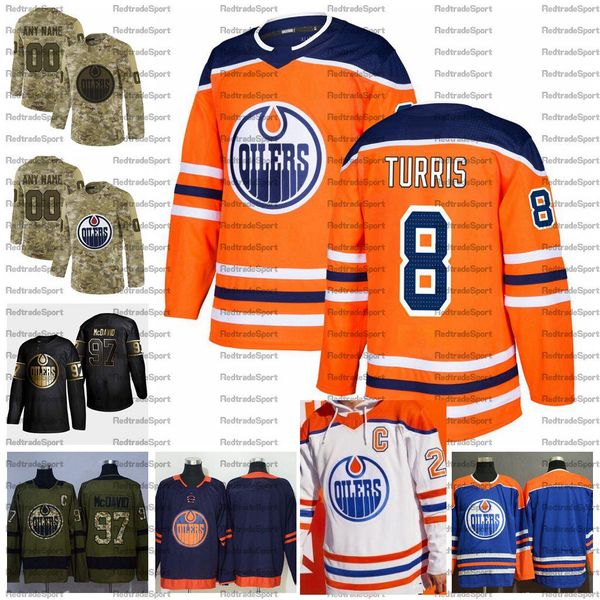 2023 Reverse Retro Personnaliser # 8 Kyle Turris Edmonton Oilers Maillots de hockey Golden Edition Camo Veterans Day Fights Cancer Shirts 76