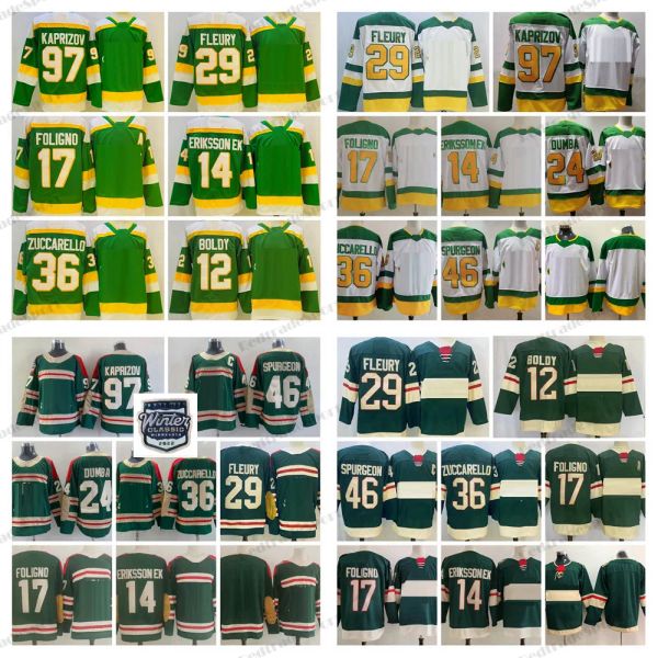 2023 Maillots de hockey rétro inversés Classique d'hiver Kirill Kaprizov Marc-andré Fleury Dumba Mats Zuccarello Marcus Foligno Joel Eriksson Ek Jar