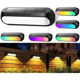 2023 RGB Solar Wandlamp Buiten Waterdichte led Warm Wit Kleurrijke Trappen Stappen Yard Dek Decoratie Solar Hek Licht