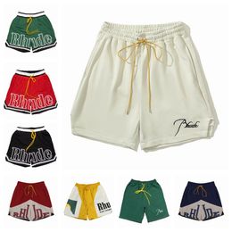 2023 RHUDE Pantalones cortos Diseñadores Baloncesto para hombre PANEL COURT LOGO SWIM TRUNKS SWEAT SENNA FLIGHT YACHTING Pantalones cortos Moda Azul Verde