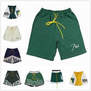 2023 Rhude Shorts Designers Mens Baloncesto Panel Court Swim Trunks Sweat Senna Flight Yachting Pantalones cortos Comprar QJB6