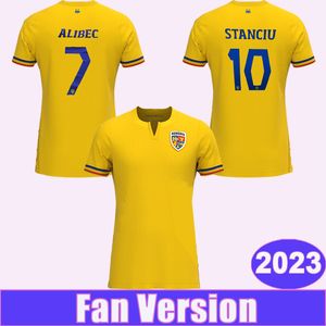 2023 Roemenië Nationaal Team Heren Voetballen Jerseys Alibec Stanciu Home Yellow Football Shirts Uniformen