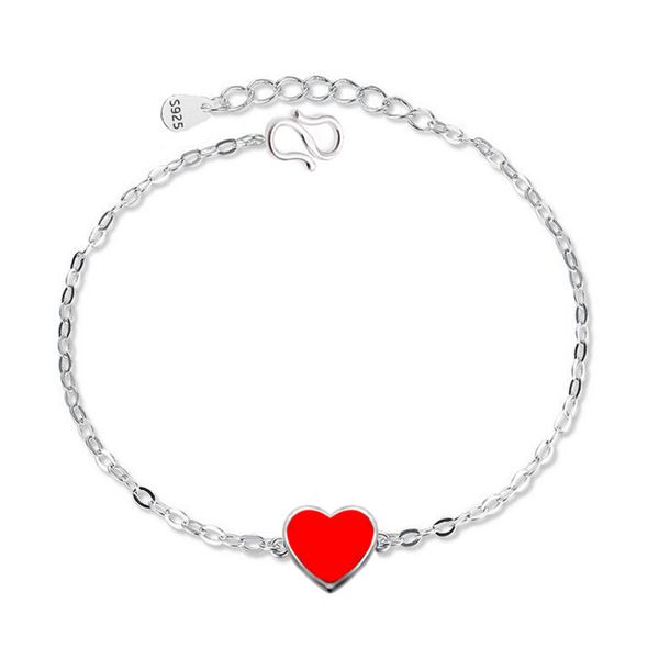 2023 Romantique Femmes Coeur Rouge Bracelet Argent Plaqué Chaîne Bracelets Pour Les Amoureux Saint Valentin Cadeau Couple Anniversaire Bijoux