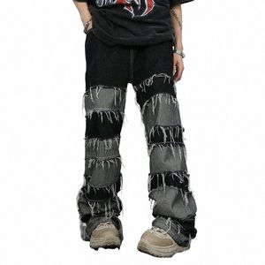 2023 Ropa Grunge Y2K Streetwear Baggy Stacked Jeans Pantalons Hommes Vêtements Patchwork Droit Lâche Lg Pantalon Pantales Hombre 31JG #