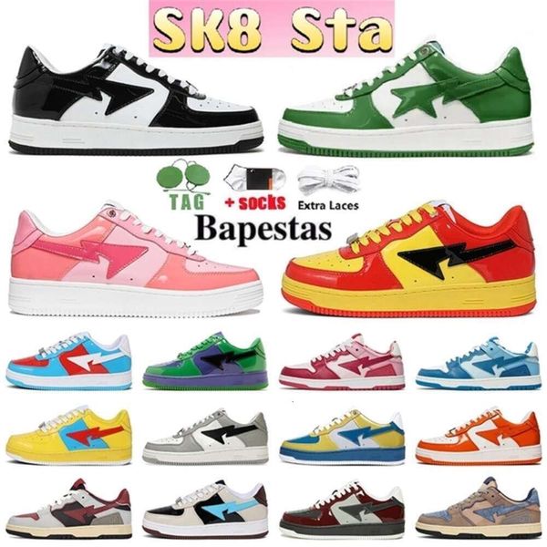 2023 Running Zapatos casuales Running Sk8 Hombres Mujeres A Sta Low ABC Camo Stars Blanco Verde Rojo Negro Amarillo Rosa Zapatillas deportivas Plataforma Sh