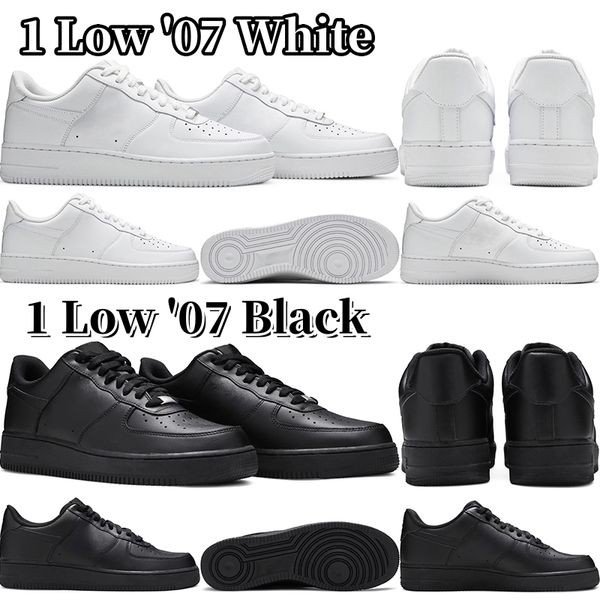 Clásicos 1 uno zapatos de diseñador casual para hombres mujeres triple blanco negro 1 Low '07 entrenadores para hombre zapatillas deportivas al aire libre tamaño 36-47