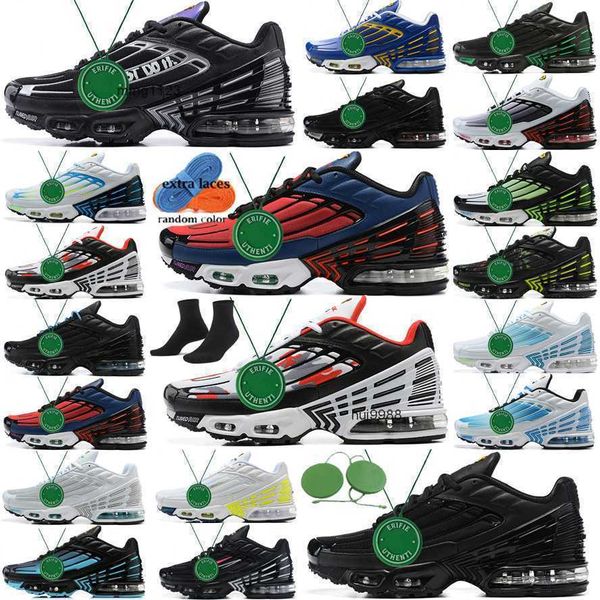 2023 Chaussures de course Hommes Baskets Baskets de sport Loup Gris Volt Glow Violet Nébuleuse Supernova Gris Jaune Parachute Neon Deep Royal Tn Plus 3