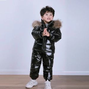 2023 Rusland Kids Winter Kinderkleding Sets 2 Stuks Meisjes Eend Donsjack Baby Algehele Echt Bont Jongens Parka sneeuwkleding XMP259 231220