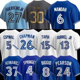 2023 S-4XL Maillot de baseball personnalisé Vladimir Guerrero Jr. Bo Bichette Alejandro KIRK TORONTO MATT CHAPMAN GEORGE SPRINGER BlUE JAYS DRURY HERNANDEZ Gurriel Jr. Maillots