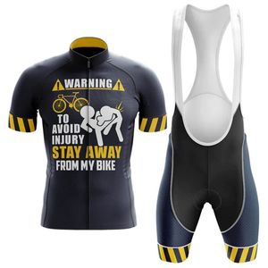 2023 Avertissement de sécurité Cyclisme Team Jersey Bike Shorts Bib Set Ropa Ciclismo Hommes VTT Chemise Été Pro Vélo Maillot Bas Vêtements