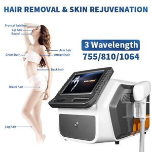 2023 Salon Gebruik 755 810 1064 Nm diode laser ontharing Epilator Facial Skin Herjuvening Permanent haar Verwijder pak voor alle soorten huiden pijnloos