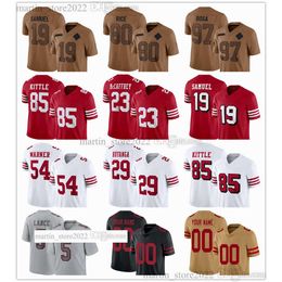 Maillot Salute To Service 2023 23 Christian McCaffrey 29 Talanoa Hufanga 54 Fred Warner 85 George Kittle 97 Nick Bosa 19 Deebo Samuel 11 Brandon Aiyuk Elijah Mitchell