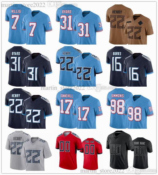 2023 Camisetas de saludo al servicio 22 Derrick Henry 10 DeAndre Hopkins 17 Ryan Tannehill 16 Treylon Burks 31 Kevin Byard 98 Jeffery Simmons 15 Nick Westbrook-Ikhine