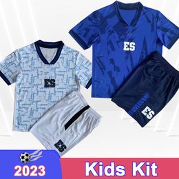 2023 Salvador National Team Kid Kit Soccer Jerseys Larin D.Ceren Tamacas D.Cérique Home Blue Away Child Suit Football Shirts Uniforms