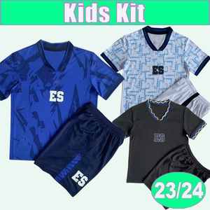 2023 24 Salvador Team Kids Kit Soccer Jerseys # 13 LARIN # 21 TAMACAS # 7 D.CEREN Accueil Blue Away 3ème Vêtements pour enfants Chemises de football Uniformes